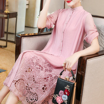 Improved Chinese style womens vintage dress tea suit 2020 new summer cheongsam dress embroidery loose Hanfu women