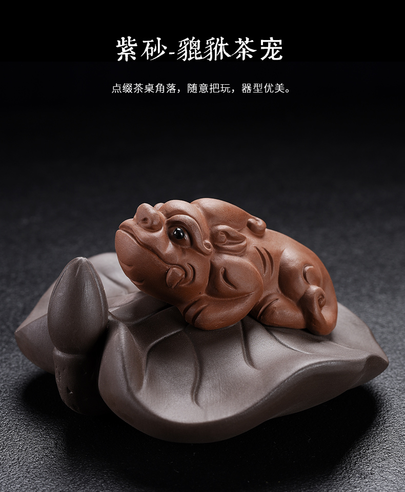 Old &, yixing purple sand water lotus leaf tea pet tea tray tea accessories furnishing articles spittor goldfish tea play "the mythical wild animal