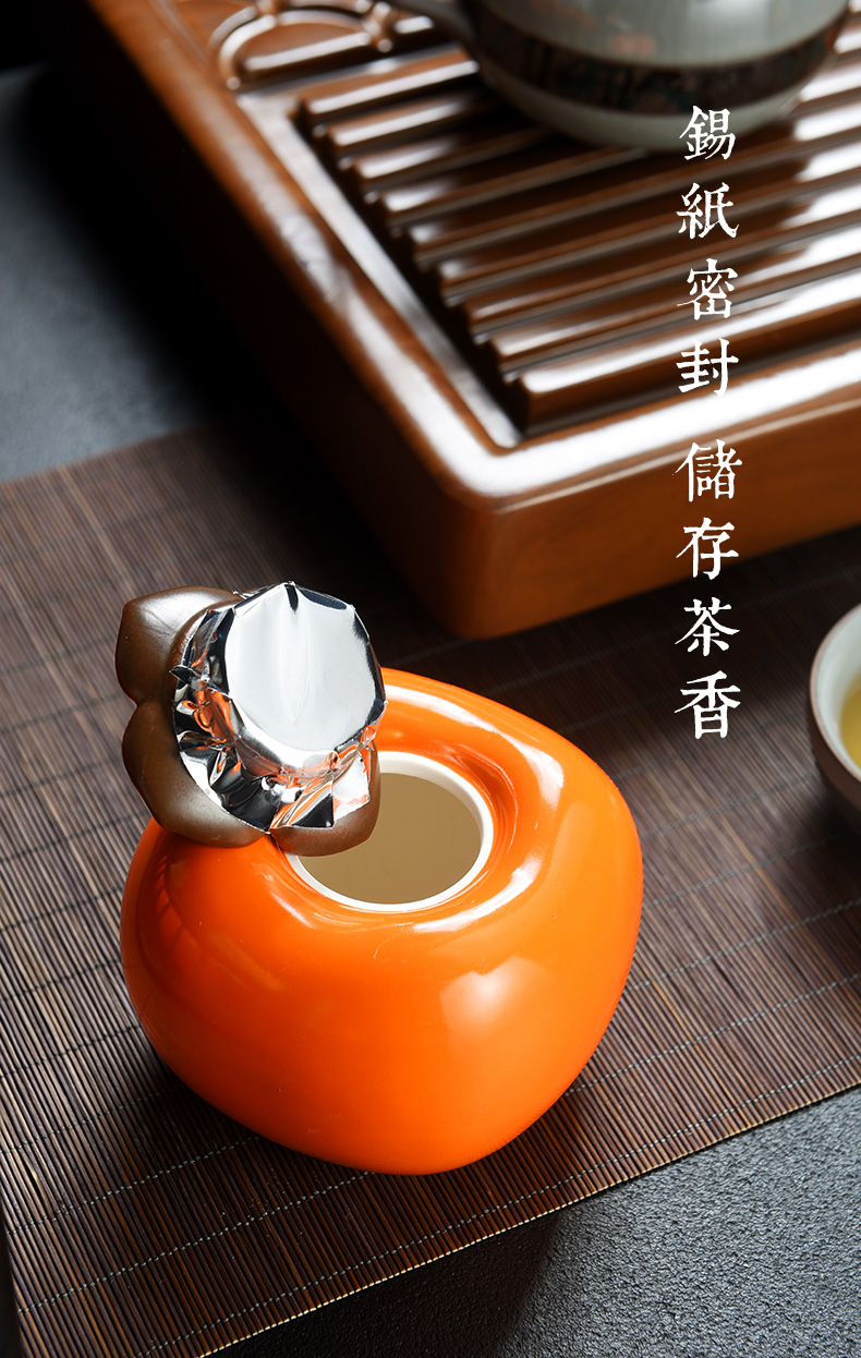 Persimmon Persimmon ruyi & old, small mini Persimmon ceramic creative caddy fixings tea POTS pet furnishing articles sealed jar