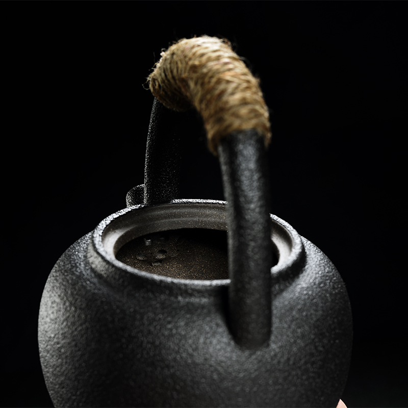 Old &, black pottery tea set household coarse pottery Japanese pot dry mercifully a pot of four cups of girder consolidation set of gift boxes