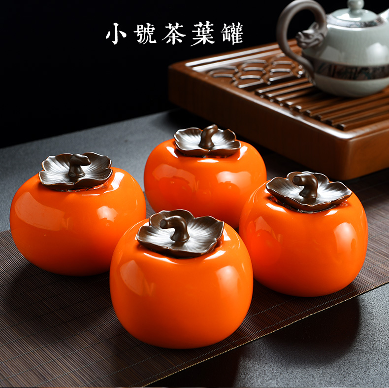 Persimmon Persimmon ruyi & old, small mini Persimmon ceramic creative caddy fixings tea POTS pet furnishing articles sealed jar