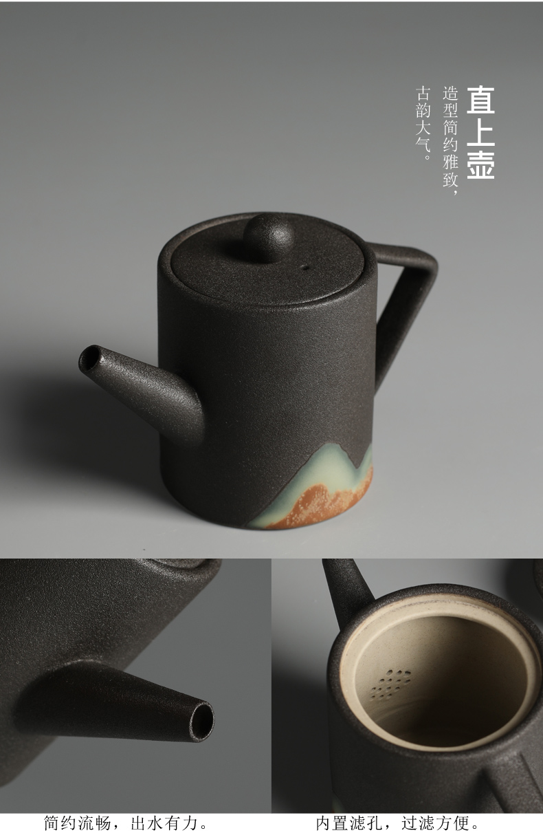Old &, kung fu tea set a pot of four cups of black suit household Japanese teapot teacup saucer consolidation set of restoring ancient ways