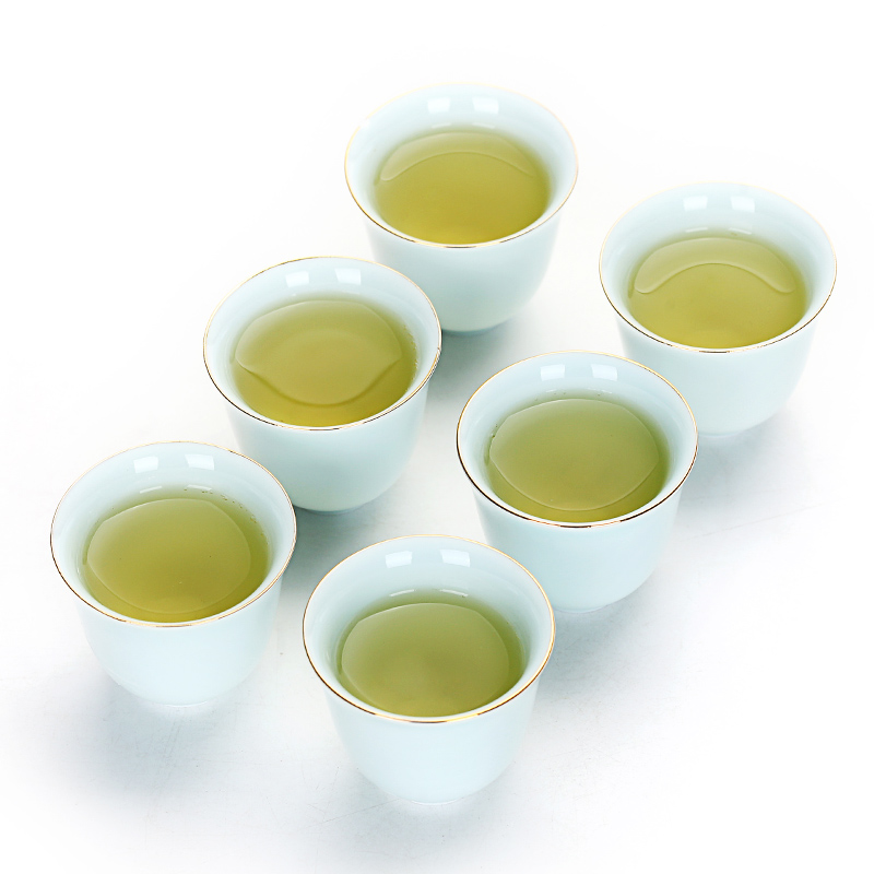 Old & hand - made gold celadon porcelain cup fat white sample tea cup kung fu tea cup cup tea cup