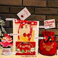 Рождественское белое отверстие для открытия подарочная сумка+розовый крючок+рождественский костюм для яблок