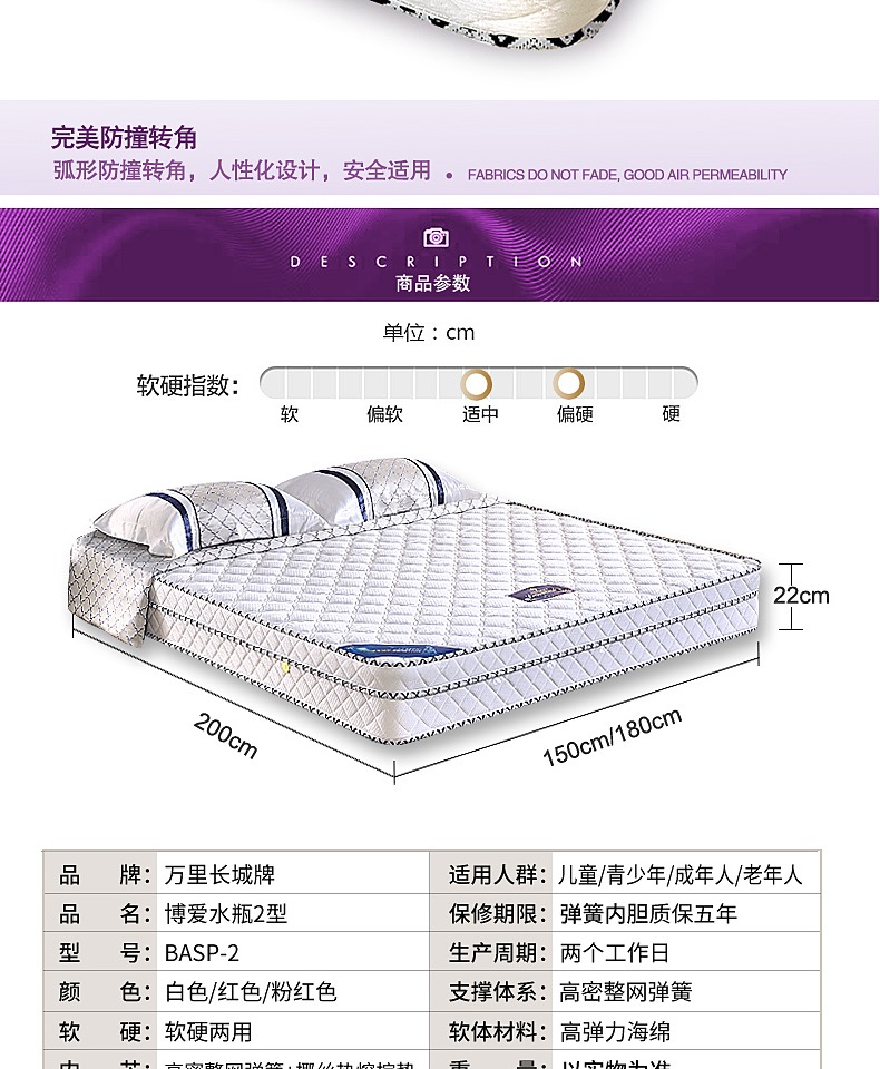 Genuine 1,5m 1.8m Vạn Lý Trường Thành nệm Simmons dừa mat mùa xuân cứng và mềm trên cả hai mặt với latex đúp - Nệm nệm em bé