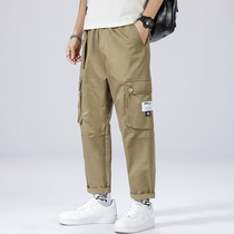 Card Its Color work pants Guys Summer thin Tide Cards Easy straight drum Anti-crease casual 90% Pants Men Multiple Pockets