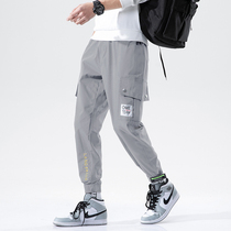 Clothing Pants Men Loose Bunches Foot Tide Cards Multiple Pockets Sports Pants Summer Thin 2022 New items Leisure 90% Pants