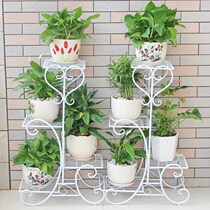 Single green basket large corner Independent Green Luo antique indoor multi-layer open-air iron frame flower stand high and low iron art big capacity