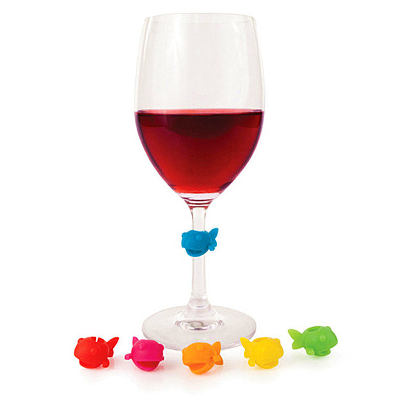Animal Small Fish Wine Glass Mark Recognizer Red Wine Cup Stickler Champagne Cup Mark Silicone High Foot Cup Recognizer