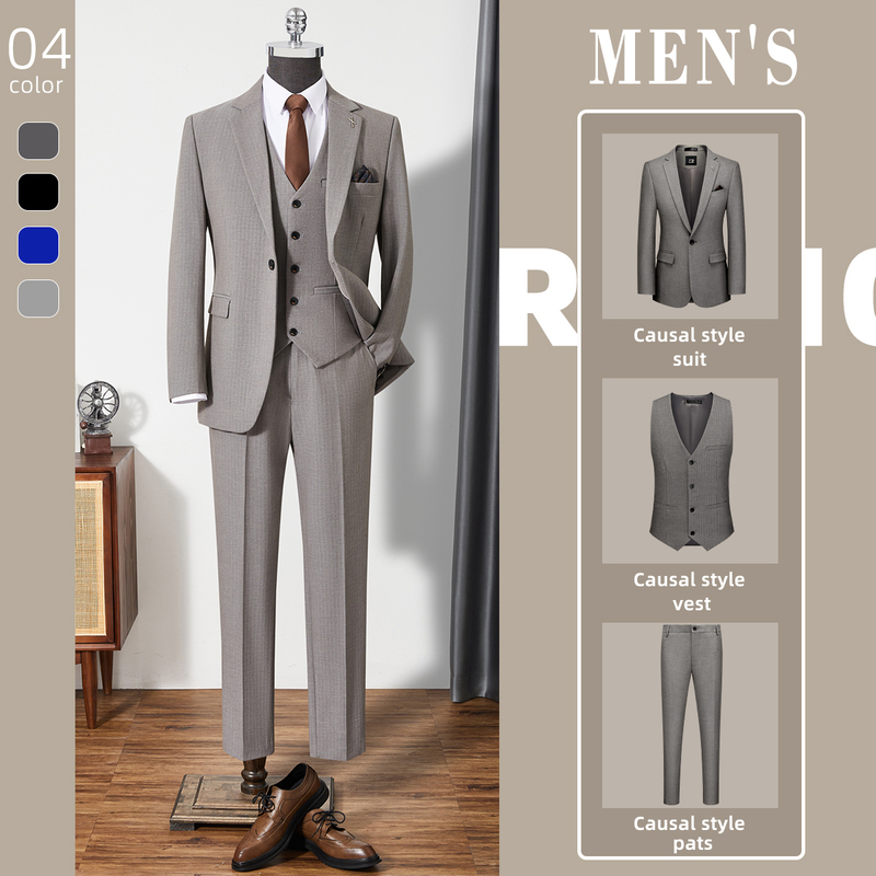Woodpecker Groom Wedding Suit Men's Suit Wedding Autumn High-End Business Formal Wear Professional Gray Men's Suit
