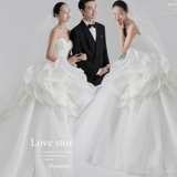 Белый модный топ без лямок, свадебное платье, наряд маленькой принцессы для влюбленных, в корейском стиле, в цветочек