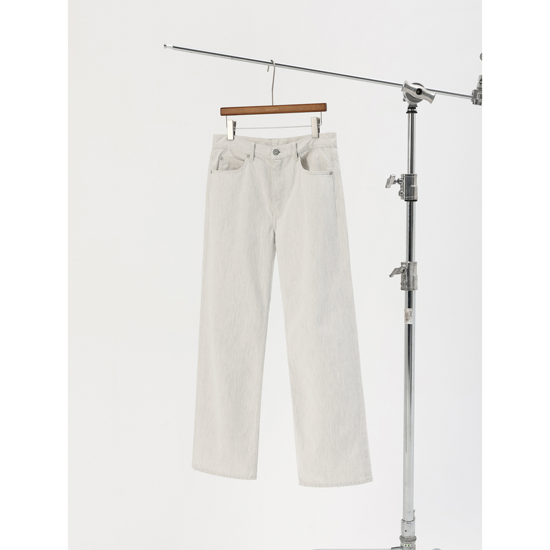 Carl Wang Row Style Nissan Okayama Silver-Gray White Cow Waterfall Denim Jeans Siouxie Style