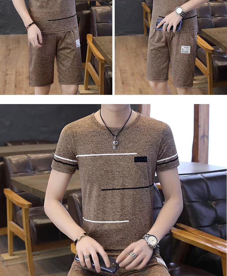 Set áo thun nam tay ngắn xu hướng thương hiệu quần áo mùa hè nam phù hợp với quần short thể thao đẹp trai - Bộ đồ bộ đồ thể thao nam