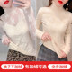 Fleece half-high collar lace bottoming shirt women's autumn and winter western style gauze jacket to keep warm, with spring and autumn thick mesh top