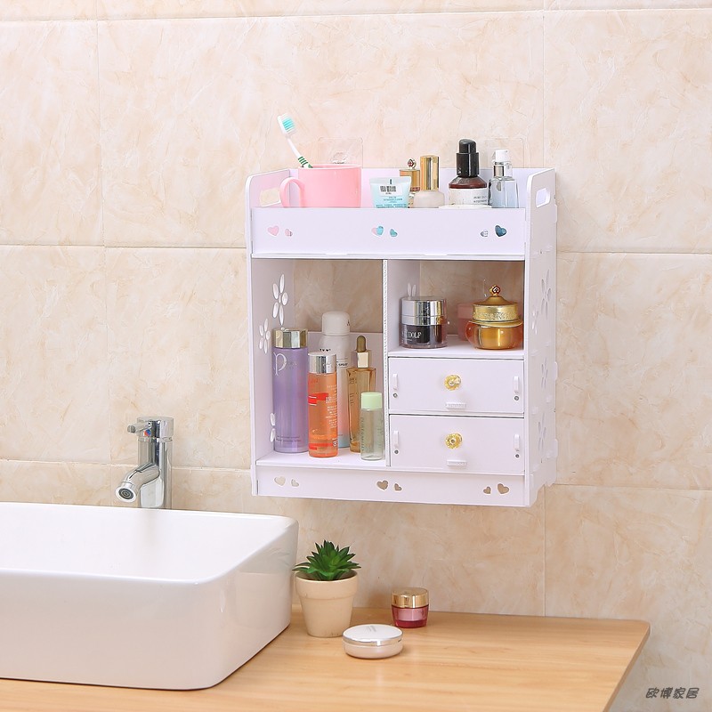 Free Punching Makeup Room Wall Shelf Bath room Toilet Bathroom toilet washroom Wash Terrace Cosmetics containing shelf wall-hanging