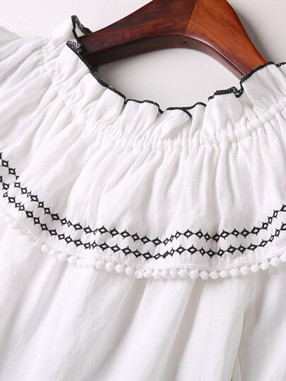 White one-shoulder top for women off-shoulder cotton and linen off-shoulder short-sleeved slim sexy slim sweet super fairy temperament women's clothing