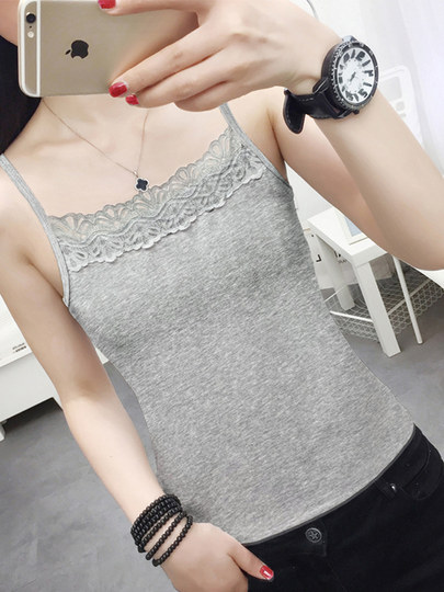 Summer camisole for women with small suit bottoming for outer wear lace with breast pads sleeveless top for women ins trend