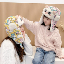 Parent-child Lei Feng hat female winter ski hat children cute ear protection wind hat baby plus velvet warm cold hat