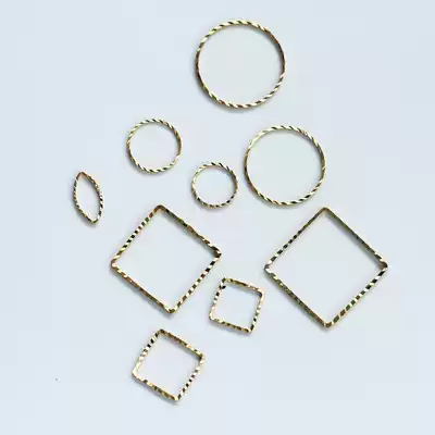 Copper plated 14K gold Simple geometric square round oval connector DIY accessories