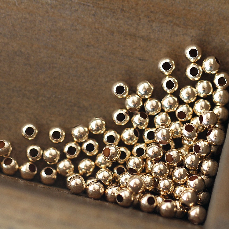 American 14K package gold glossy round beads positioning beads DIY jewelry accessories with beads