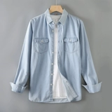 Демисезонная рубашка, хлопковый джинсовый лонгслив, куртка, в американском стиле