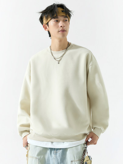 Duken 450G Heavyweight Round Neck Sweater for Men and Women Spring and Autumn 2025 Solid Color Bottoming Shirt Pullover Jacket Trend