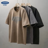 Бархатная трехмерная приятная телу футболка с коротким рукавом, в американском стиле