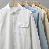 Рубашка, лонгслив, осенняя хлопковая белая куртка, в американском стиле, изысканный стиль