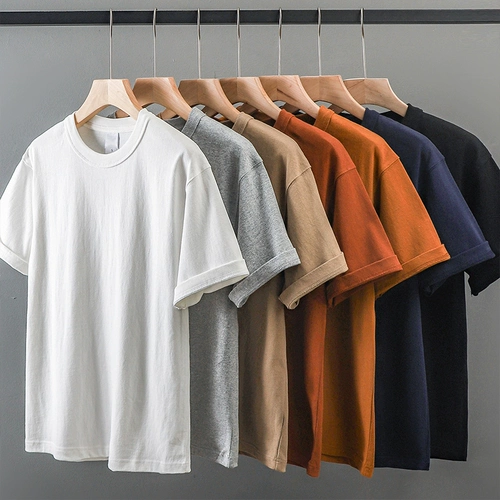 Хлопковая летняя однотонная цветная приятная телу футболка с коротким рукавом, в американском стиле