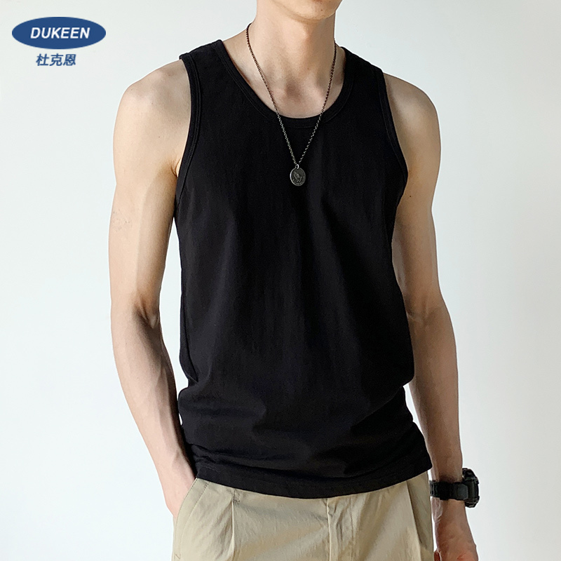 Dukeen American-Style Pure Cotton Vest for Men, Summer Outerwear, Sports Fitness Heavyweight Sleeveless T-Shirt, Men's Undershirt