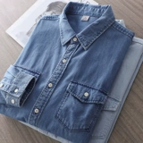 Демисезонная рубашка, хлопковый джинсовый лонгслив, куртка, в американском стиле