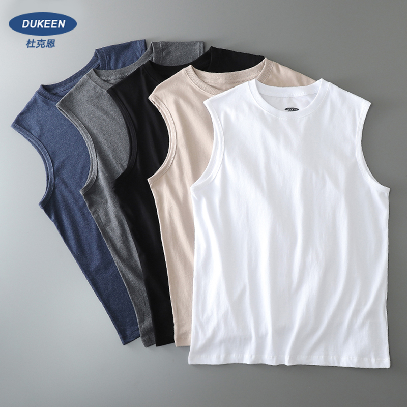 Pure Cotton Vest for Men, Summer Outerwear, Base Layer Shirt, Sports Fitness Tank Top, Basketball Vest, Sleeveless Wide Shoulder T-Shirt