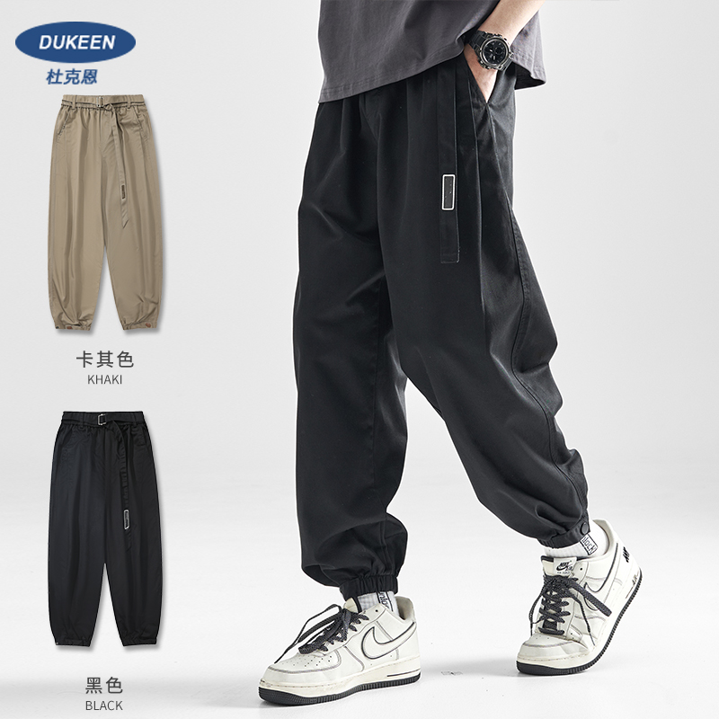 DUKEEN American heavy beam casual pants men's spring and summer tide brand high street sports pants retro overalls men's
