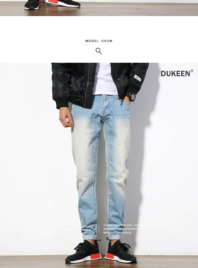 Quần jean nam Straight Slim Hàn Quốc Quần dài nam thanh lịch giản dị Quần dài Quần dài Joker - Quần jean quần bò ống rộng nam