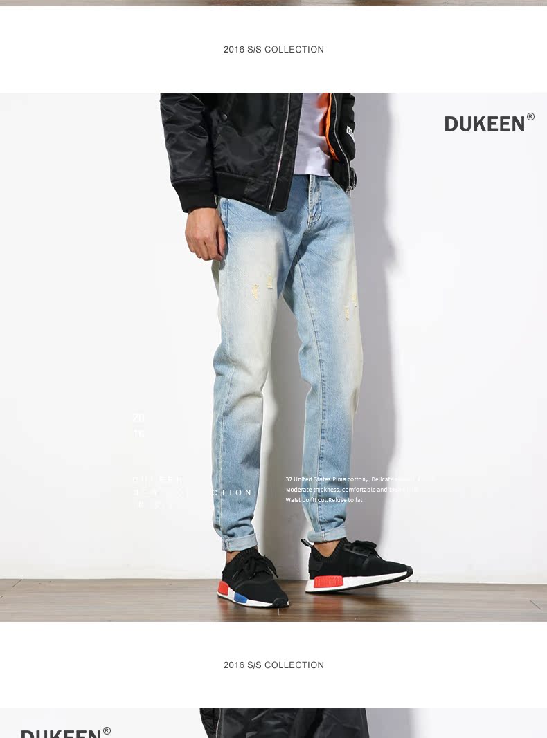 Quần jean nam Straight Slim Hàn Quốc Quần dài nam thanh lịch giản dị Quần dài Quần dài Joker - Quần jean quần bò ống rộng nam