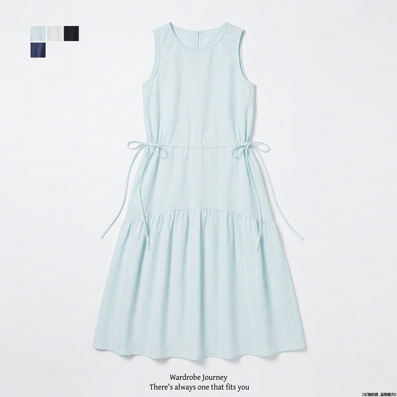 Travel Diary ~ Women's Cotton and Linen Striped Layered Dress Sleeveless Skirt Spring and Summer New Style 482788 484787