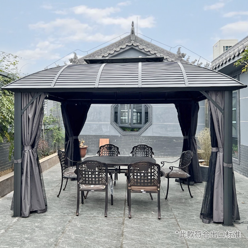 Outdoor Gazebo, Courtyard, Outdoor Wrought Iron Tent, Villa, Chinese-Style Pavilion, Aluminum Alloy Sunshade, Garden Pergola, Rain Shelter
