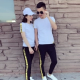 Тонкий трендовый спортивный костюм, летний комплект для влюбленных, футболка с коротким рукавом, в корейском стиле, облегающий крой