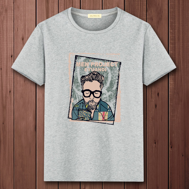 Coke Men's Grey2021 summer new pattern man Short sleeve T-shirt Undershirt pure cotton upper clothes easy trend Half sleeve Compassionate men's wear
