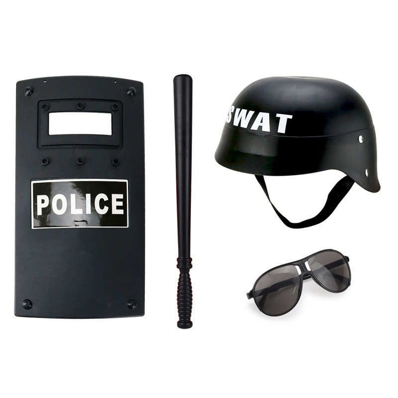 Children's small police shield stick toy sound and light grenade helmet toy gun kindergarten performance props model