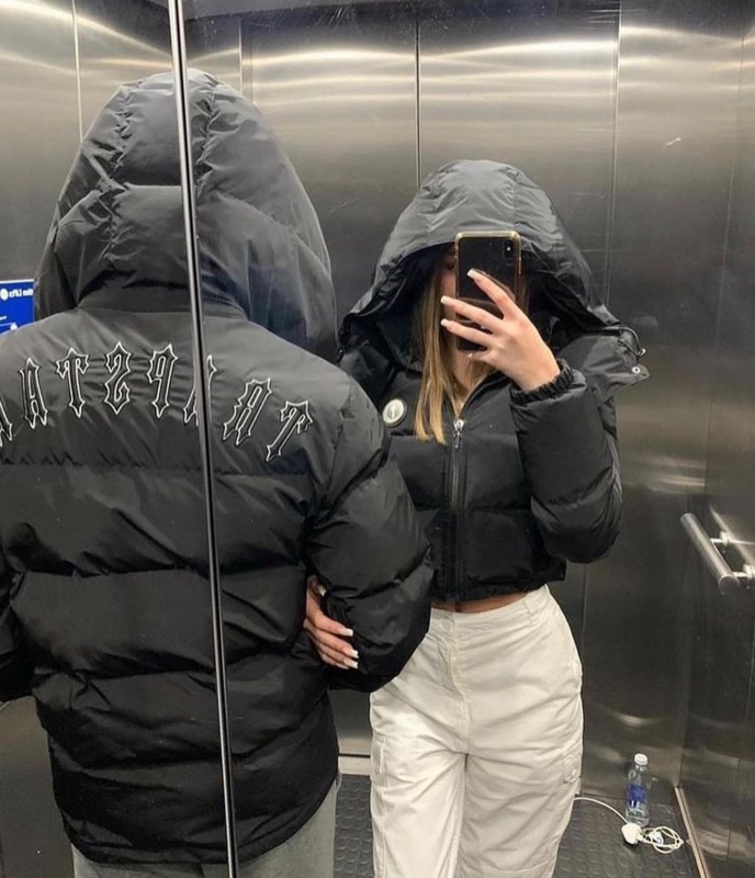 Trapstar Niche Fashion Winter Unisex Letter Embroidery Loose Thickened Warm Hooded down Cotton Jacket