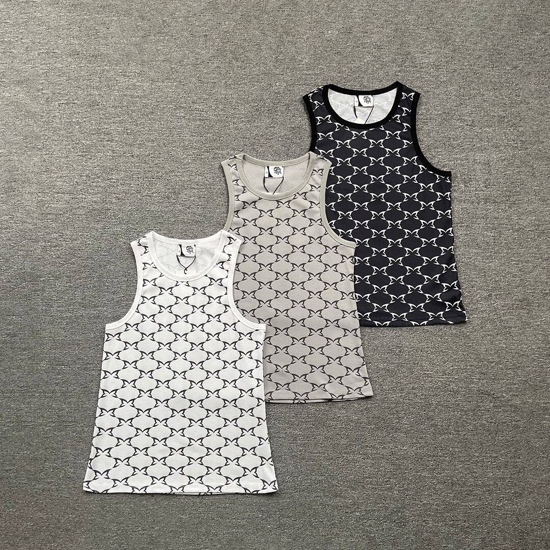 mertra's summer sporty and casual streetwear with a butterfly logo fully printed Waffle style slim sleeveless tank top