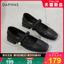 Daphne single shoe woman 2022 new summer small leather shoes late evening wind gentle shoes coarse heels low heel Mary Jane women shoes