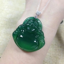 Natural Brazilian Emperor green chalcedony Buddha pendant Maitreya Buddha sweater chain necklace pendant crystal pendant