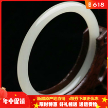 Natural Xinjiang Hetian Jade mutton white jade bracelet jade bracelet retro round Bracelet girl thin bracelet