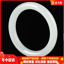 Natural A goods Xinjiang Hetian Jade mutton white jade bracelet Kunlun White Jade fat round Bracelet girl gold silk jade bracelet