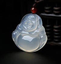 Natural Chalcedony Maitreya Buddha Pendant Pretty Color Floating Flower Chalcedar Agate Buddha Jade Pendant DZ607