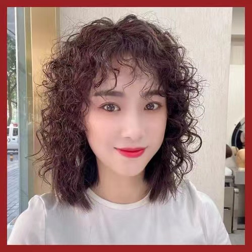 Hairpiece Real Hair Shade White Hair head Hair Tonic Sheet Woman Light Thin and unscarred female head light thin curly hair lady-Taobao