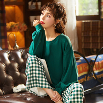 Pajamas women spring and autumn cotton long sleeves cotton can be worn outside 2020 new home clothes can go out Leisure set