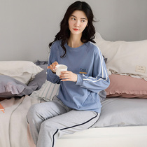 Pajamas ladies spring and autumn cotton long sleeves cotton fashion can be worn outside autumn home clothes can go out casual set